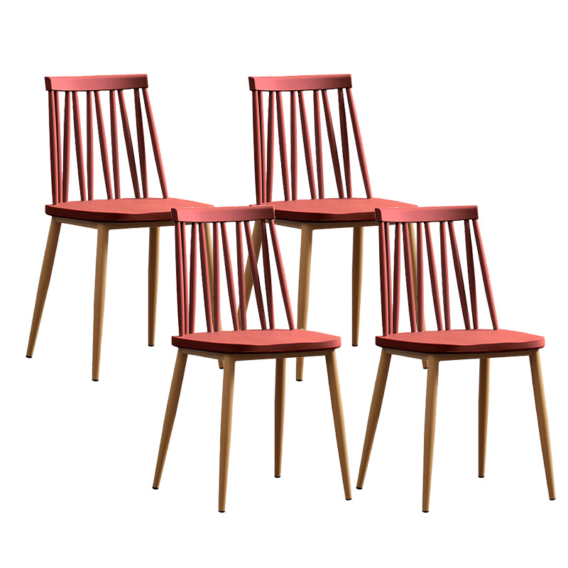 Nordic Metal Dining Chairs Slat Back Armless Chairs for Dining Room