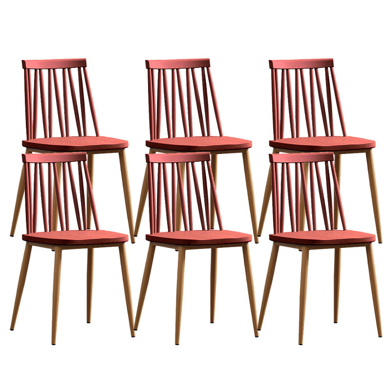 Nordic Metal Dining Chairs Slat Back Armless Chairs for Dining Room