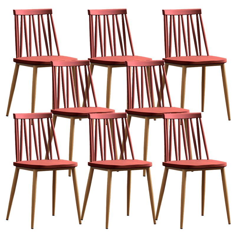 Nordic Metal Dining Chairs Slat Back Armless Chairs for Dining Room