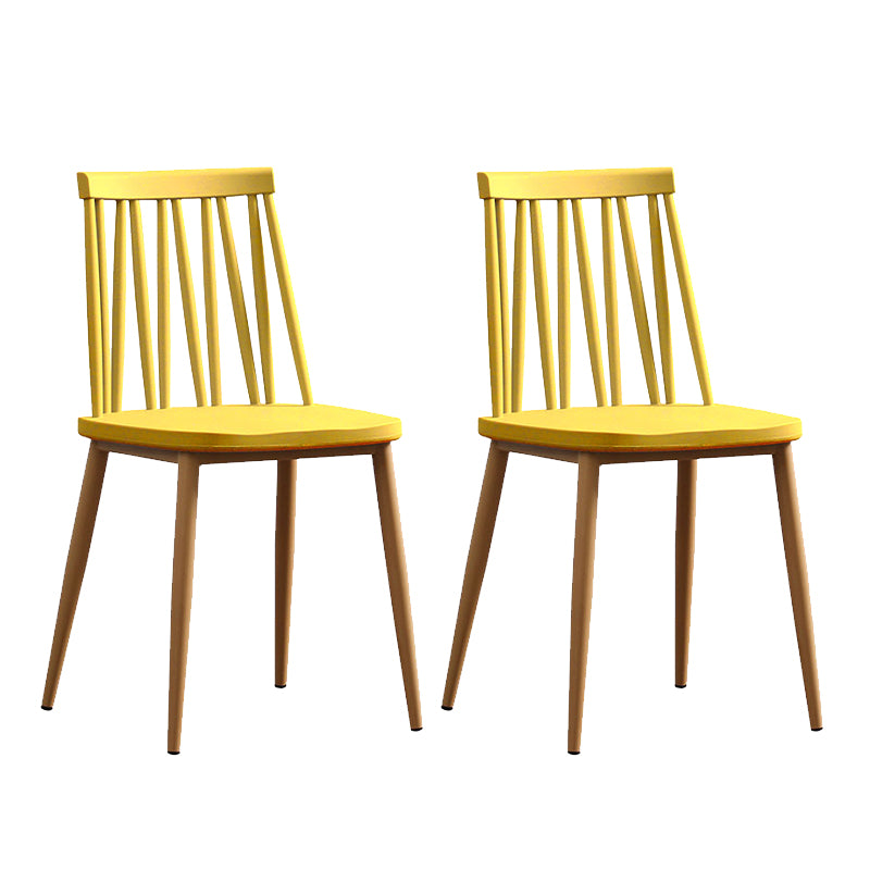 Nordic Metal Dining Chairs Slat Back Armless Chairs for Dining Room