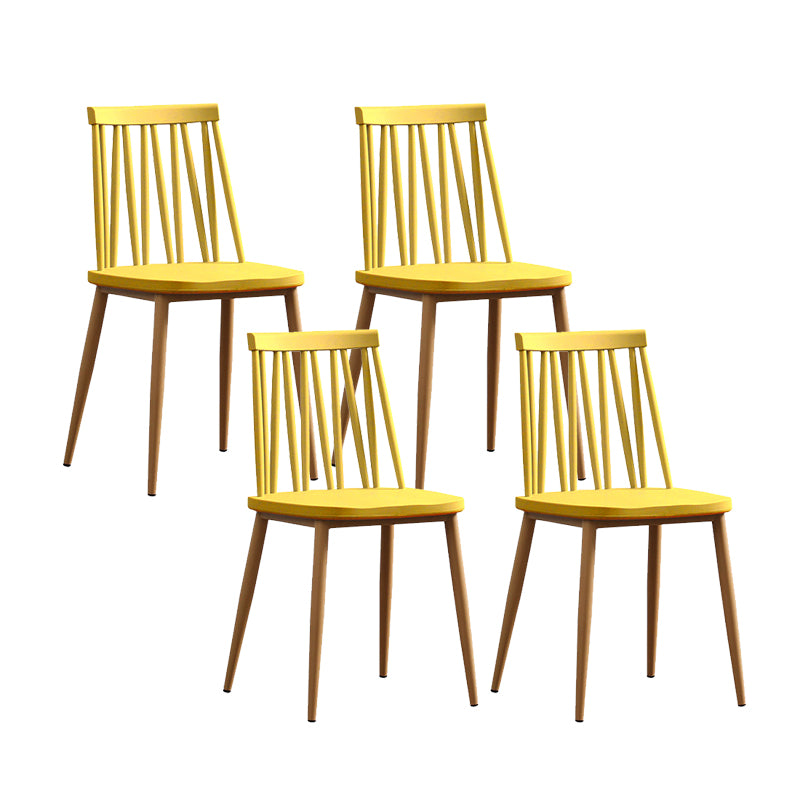 Nordic Metal Dining Chairs Slat Back Armless Chairs for Dining Room