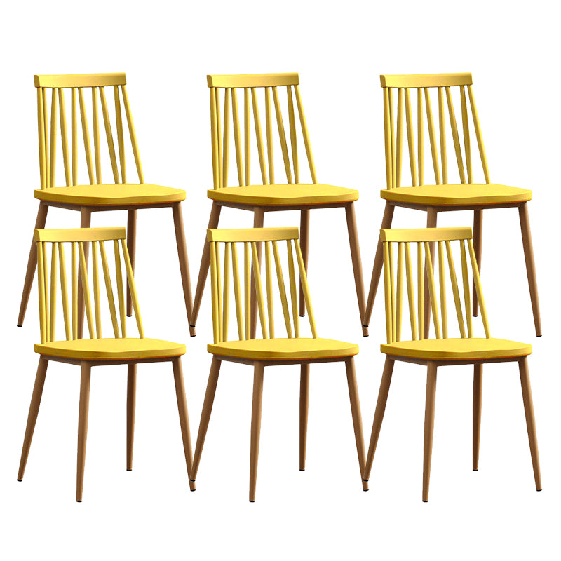 Nordic Metal Dining Chairs Slat Back Armless Chairs for Dining Room