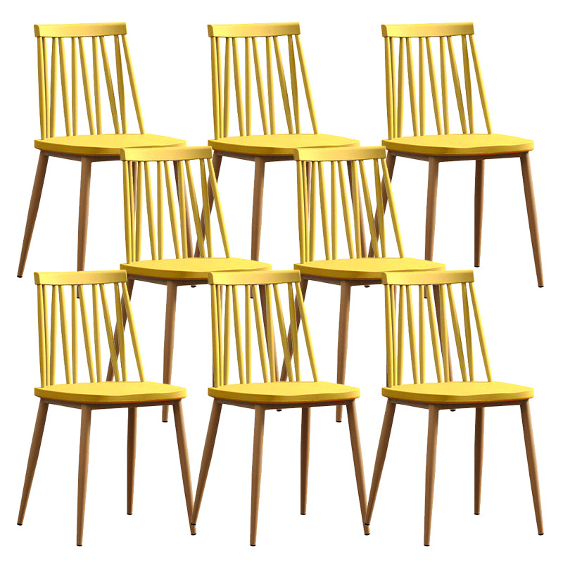 Nordic Metal Dining Chairs Slat Back Armless Chairs for Dining Room