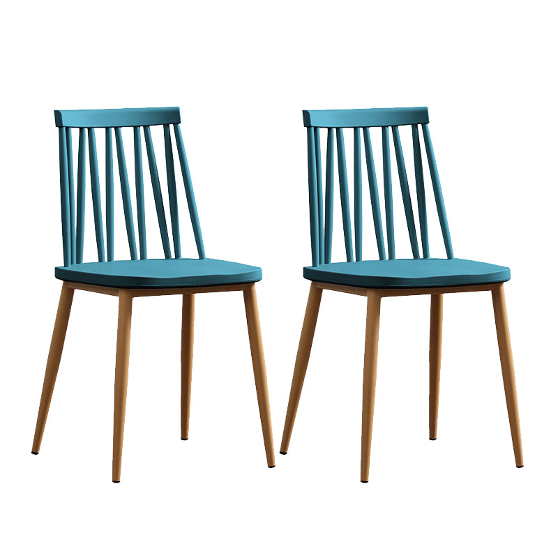 Nordic Metal Dining Chairs Slat Back Armless Chairs for Dining Room