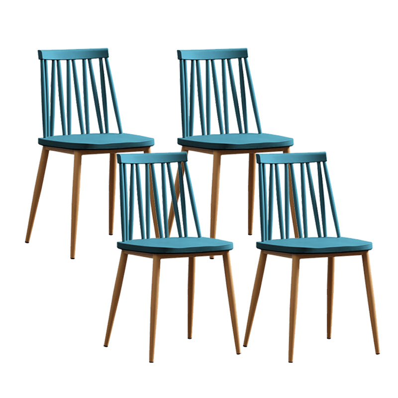 Nordic Metal Dining Chairs Slat Back Armless Chairs for Dining Room