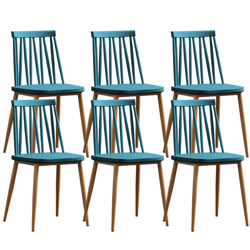 Nordic Metal Dining Chairs Slat Back Armless Chairs for Dining Room