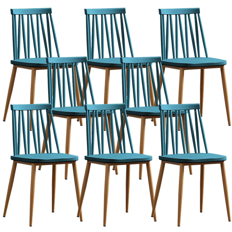 Nordic Metal Dining Chairs Slat Back Armless Chairs for Dining Room