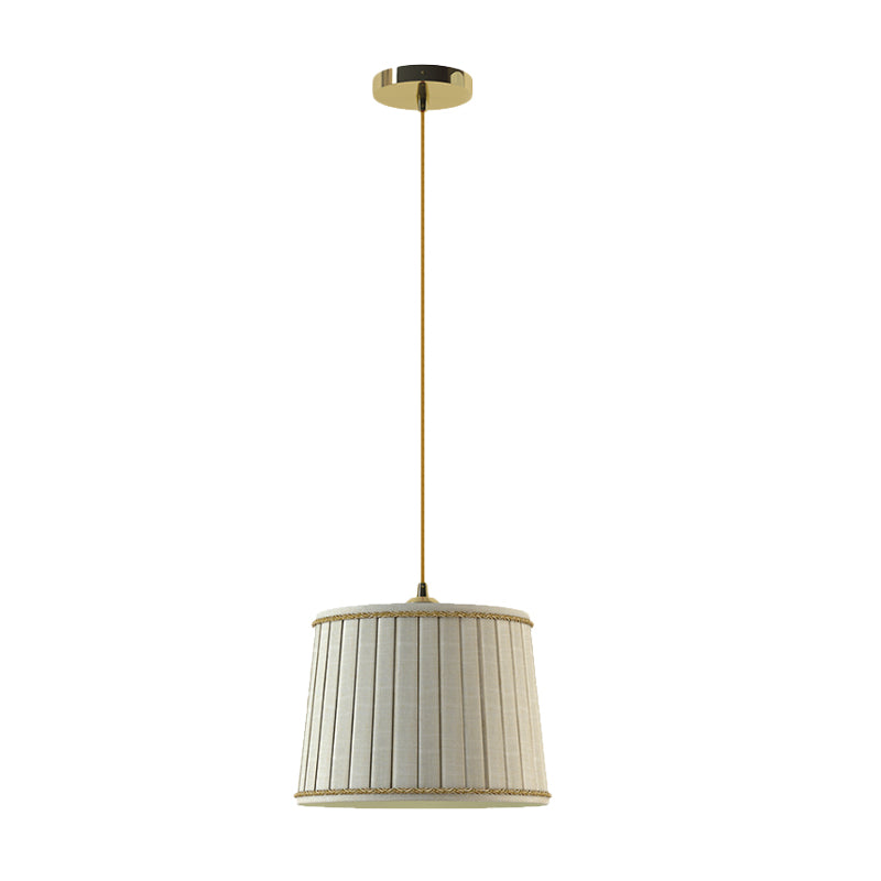 Beige geplooide schaduw hanglamp lichtbeveiliging landstof 1 hoofd slaapkamer hangende lampkit