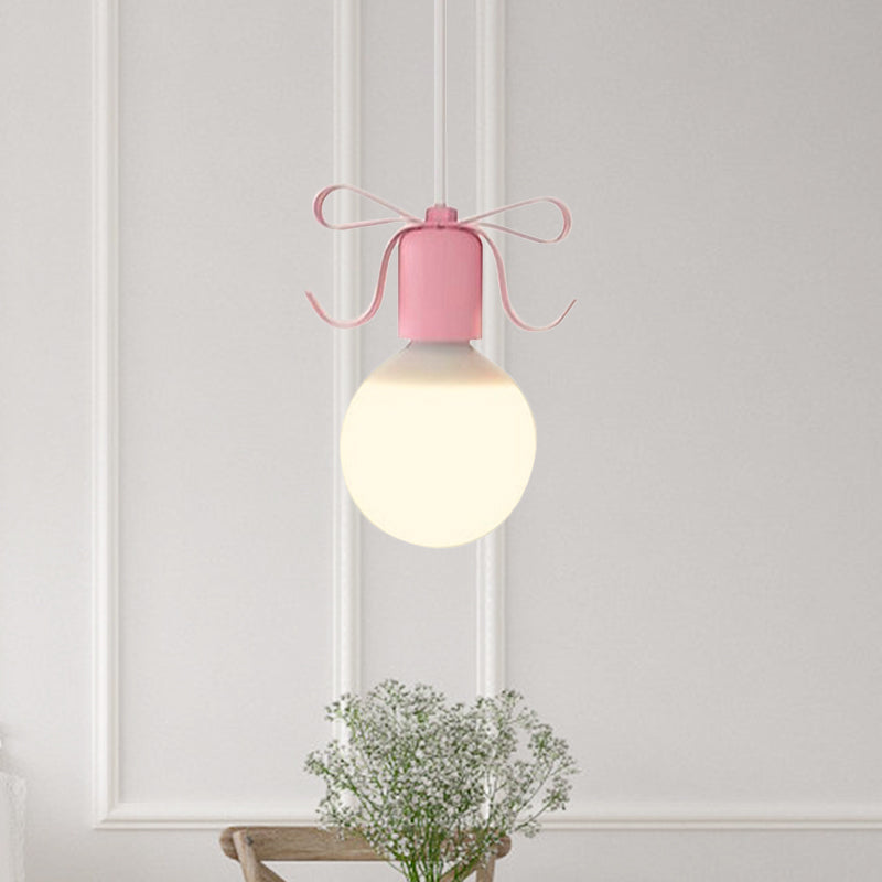 Kit di luce appeso in vetro bianco macaron a 1 testa grigio/rosa con soffitto a sospensione con prua deco