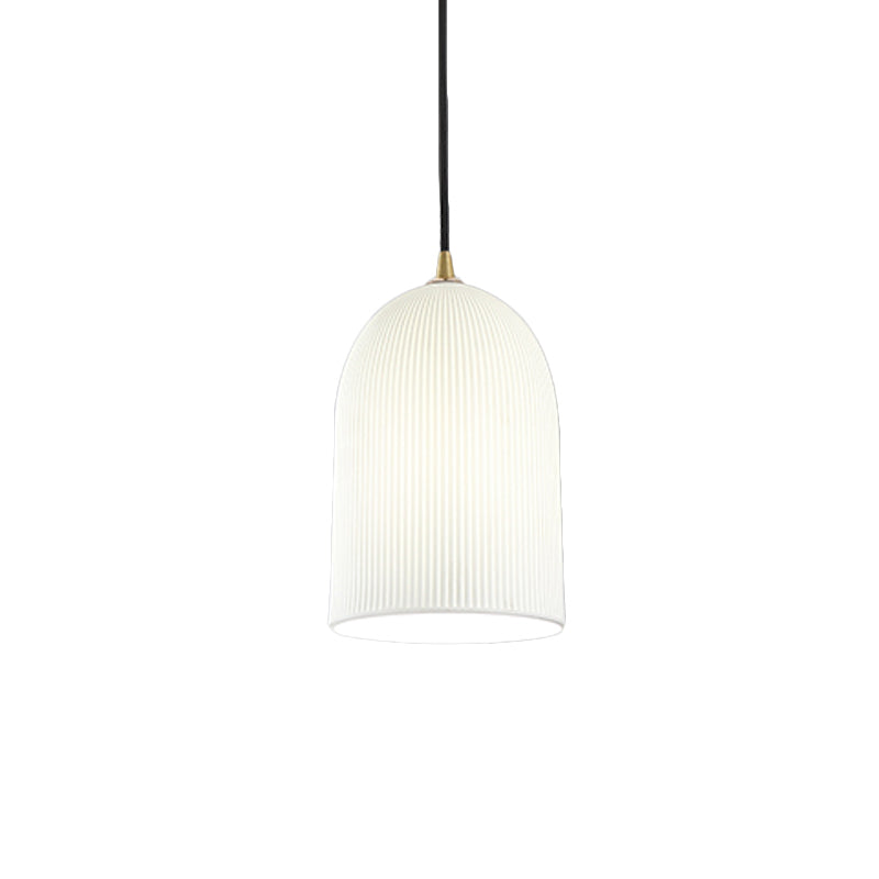1 bulbo de péndulo de dormitorio Luz minimalista colgante colgante de colgantes con campana blanca lámpara de vidrio
