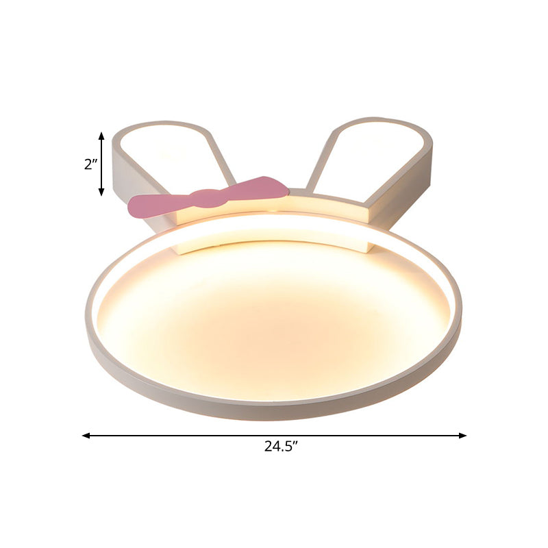 Cartoon Integrierte LED Decke Bündig Weiß Bunny Skizze Bündig Einbaubeleuchtung mit Acryl Schatten, warm/weiß Licht