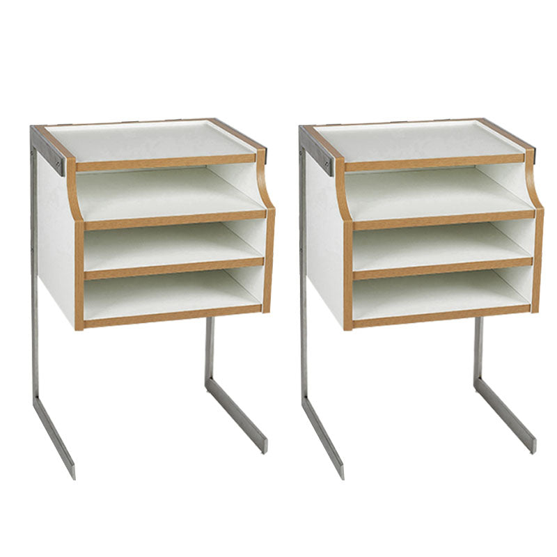 Contemporary Wooden Bedside Cabinet with 4 Shelves for Bedroom