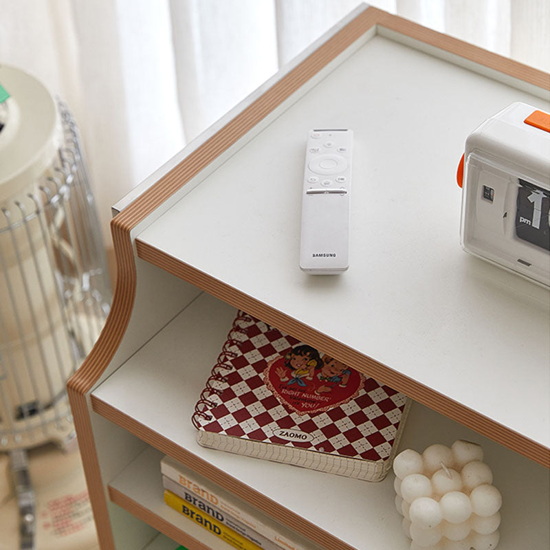 Contemporary Wooden Bedside Cabinet with 4 Shelves for Bedroom