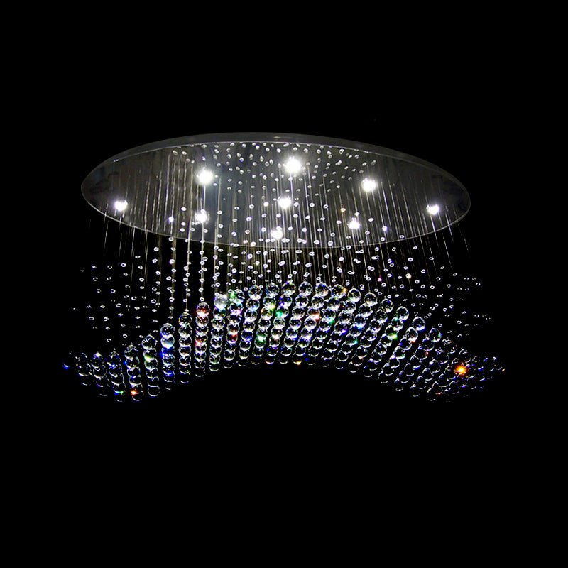 Lampada da soffitto a LED con sfera di cristallo Lampada da incasso moderna a cascata cromata per camera da letto