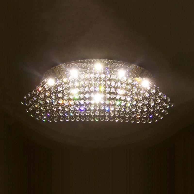 Lampada da soffitto a LED con sfera di cristallo Lampada da incasso moderna a cascata cromata per camera da letto