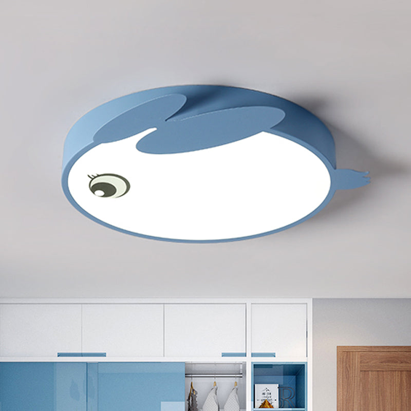 Cartoon Rabbit Acrylic Flush Light LED Close to Ceiling Lighting Fixture in Blue/Pink for Child Room