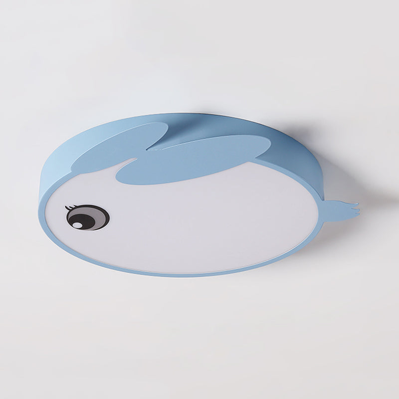 Cartoon Rabbit Acrilico Flush Light LED Close to Massimale Lighting Fixture in Blue / Pink for Child Room