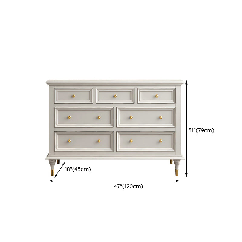 Glam White Closed Back Storage Chest with Soft-Close Drawers for Home