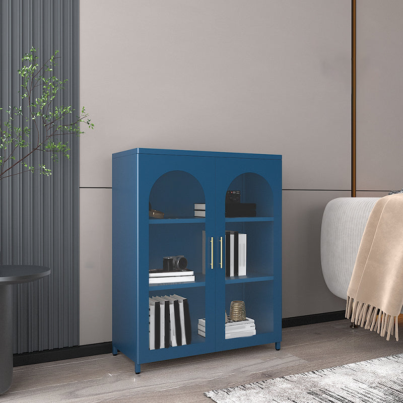 Modern Closed Back Bookshelf Standard Metal Bookcase with Shelves