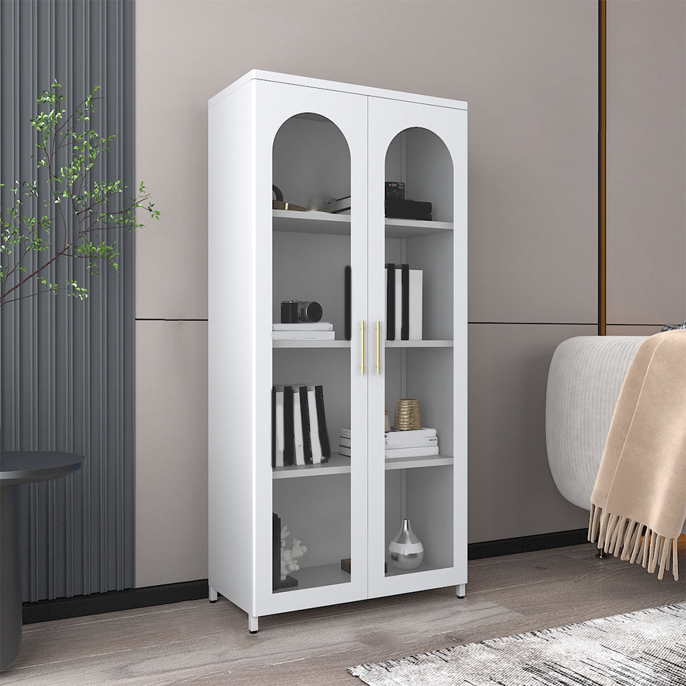 Modern Closed Back Bookshelf Standard Metal Bookcase with Shelves