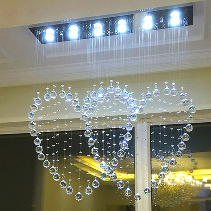 LED Crystal Orb Flushmount Contemporain Chrome Loving Heart Salle à manger Plafonnier