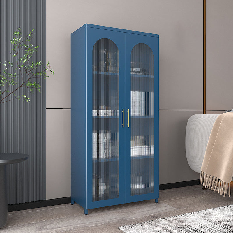 Modern Closed Back Bookshelf Standard Metal Bookcase with Shelves