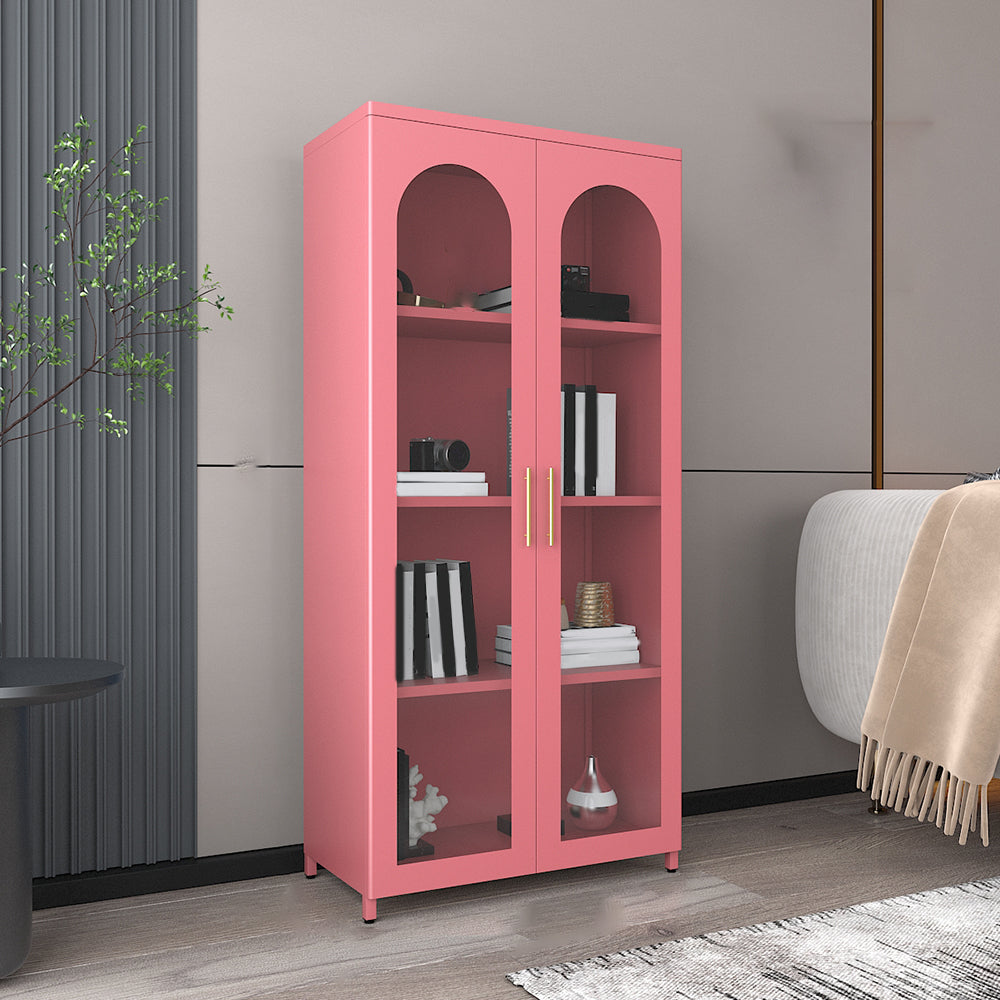 Modern Closed Back Bookshelf Standard Metal Bookcase with Shelves