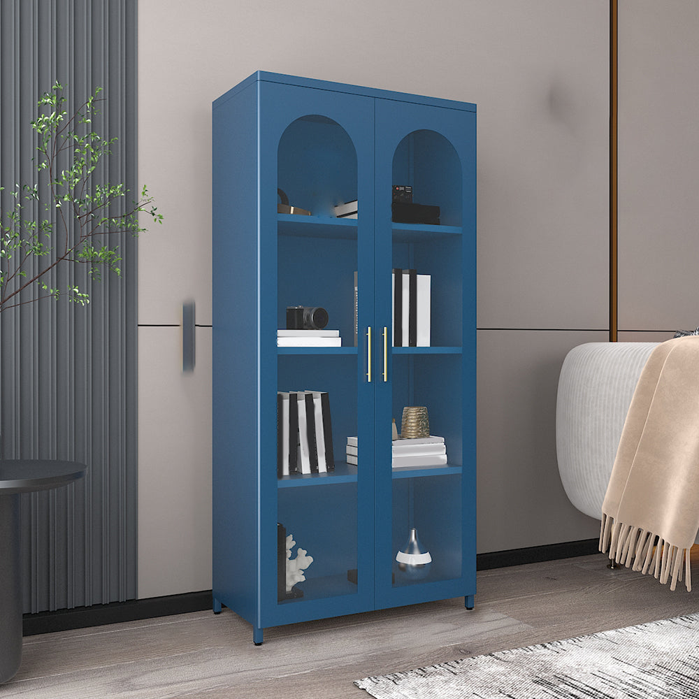 Modern Closed Back Bookshelf Standard Metal Bookcase with Shelves