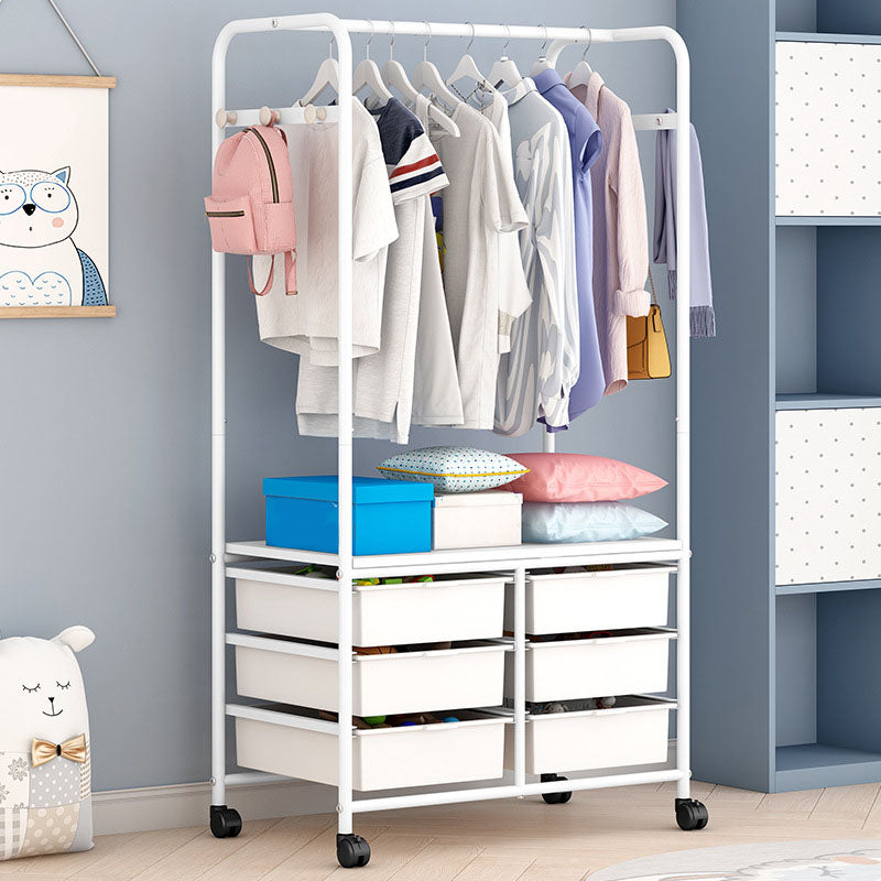 Modern Clothes Hanger Free Standing Solid Color Coat Rack with Storage Shelving