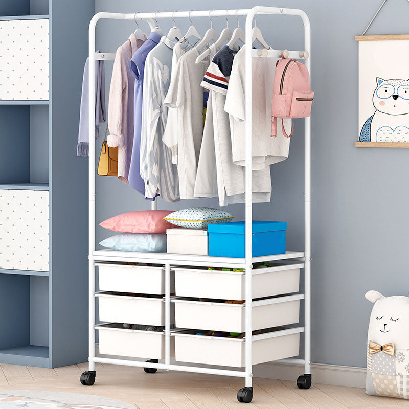 Modern Clothes Hanger Free Standing Solid Color Coat Rack with Storage Shelving