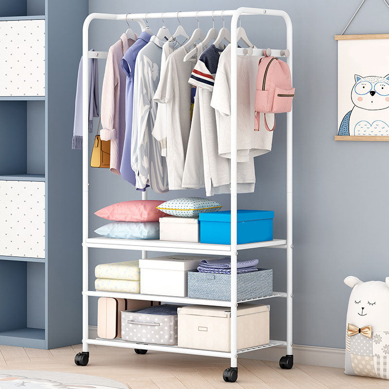 Modern Clothes Hanger Free Standing Solid Color Coat Rack with Storage Shelving