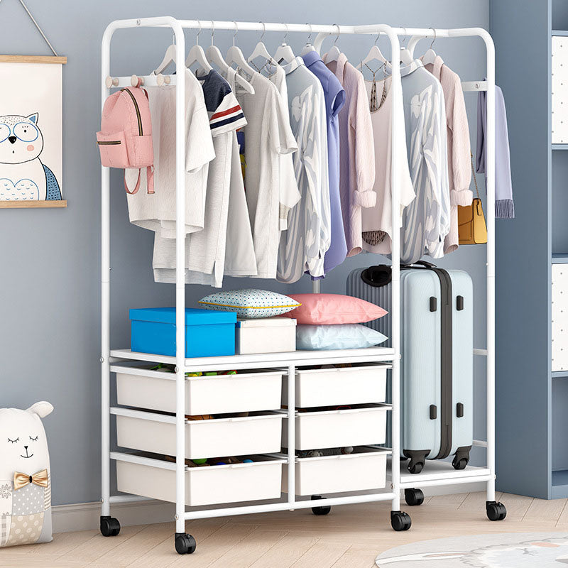 Modern Clothes Hanger Free Standing Solid Color Coat Rack with Storage Shelving