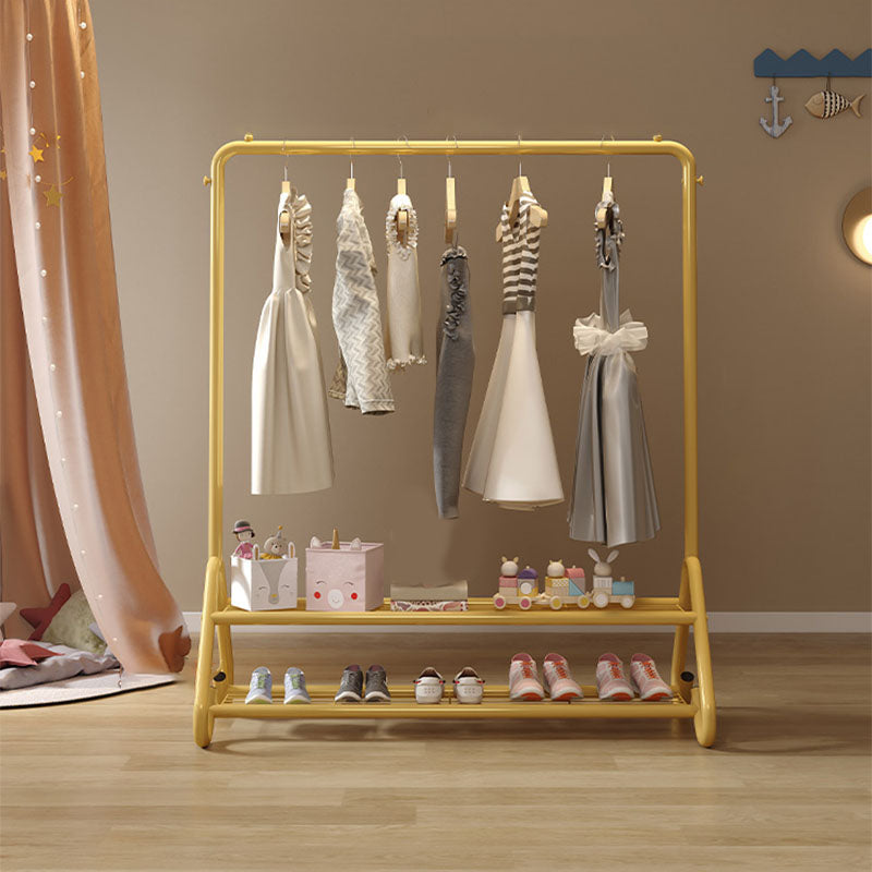 Modern Goldern Coat Hanger Free Standing Coat Rack with Storage Shelving