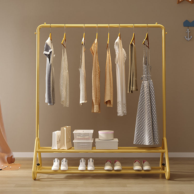 Modern Goldern Coat Hanger Free Standing Coat Rack with Storage Shelving