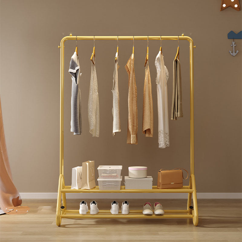 Modern Goldern Coat Hanger Free Standing Coat Rack with Storage Shelving