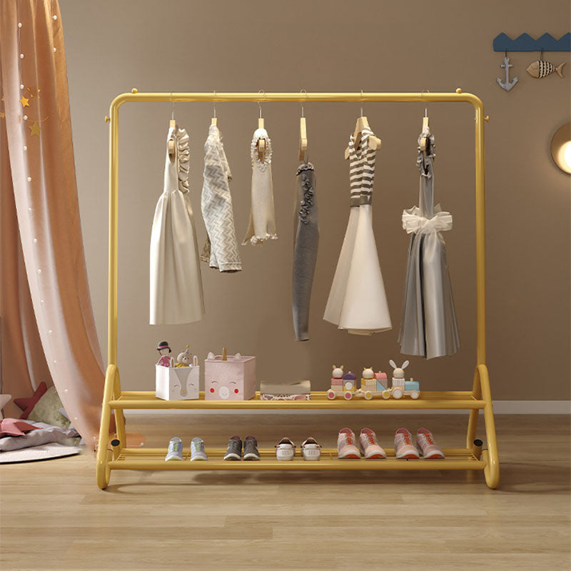 Modern Goldern Coat Hanger Free Standing Coat Rack with Storage Shelving