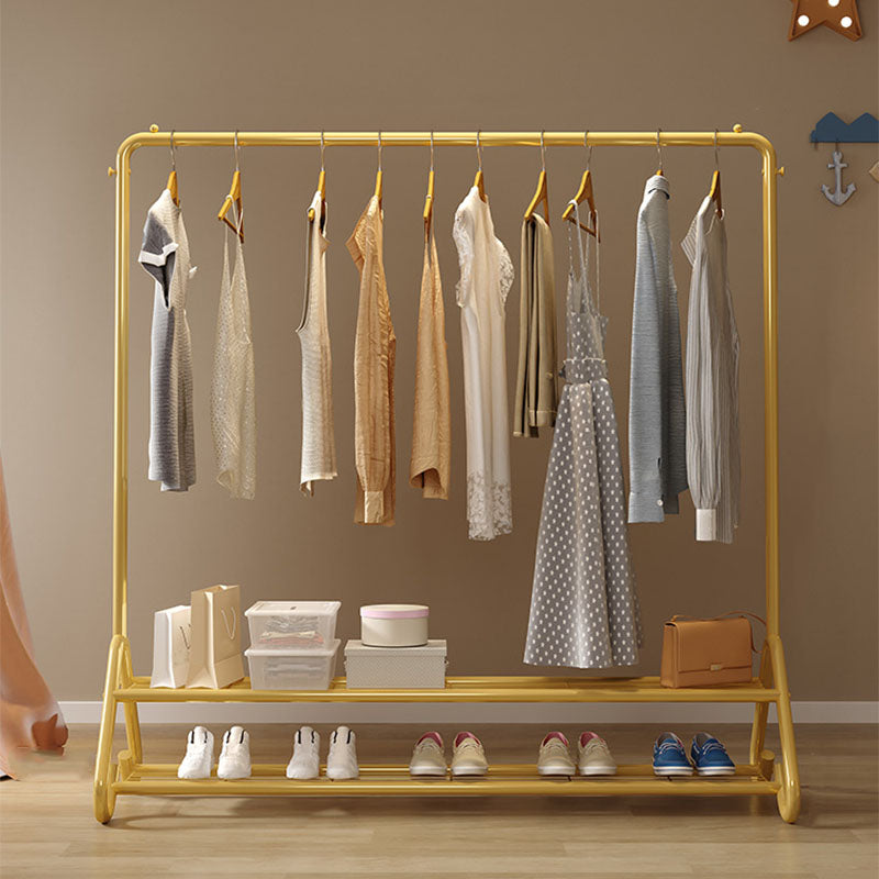 Modern Goldern Coat Hanger Free Standing Coat Rack with Storage Shelving