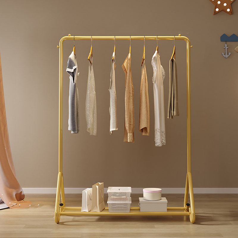 Modern Goldern Coat Hanger Free Standing Coat Rack with Storage Shelving