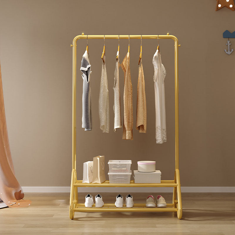 Modern Goldern Coat Hanger Free Standing Coat Rack with Storage Shelving