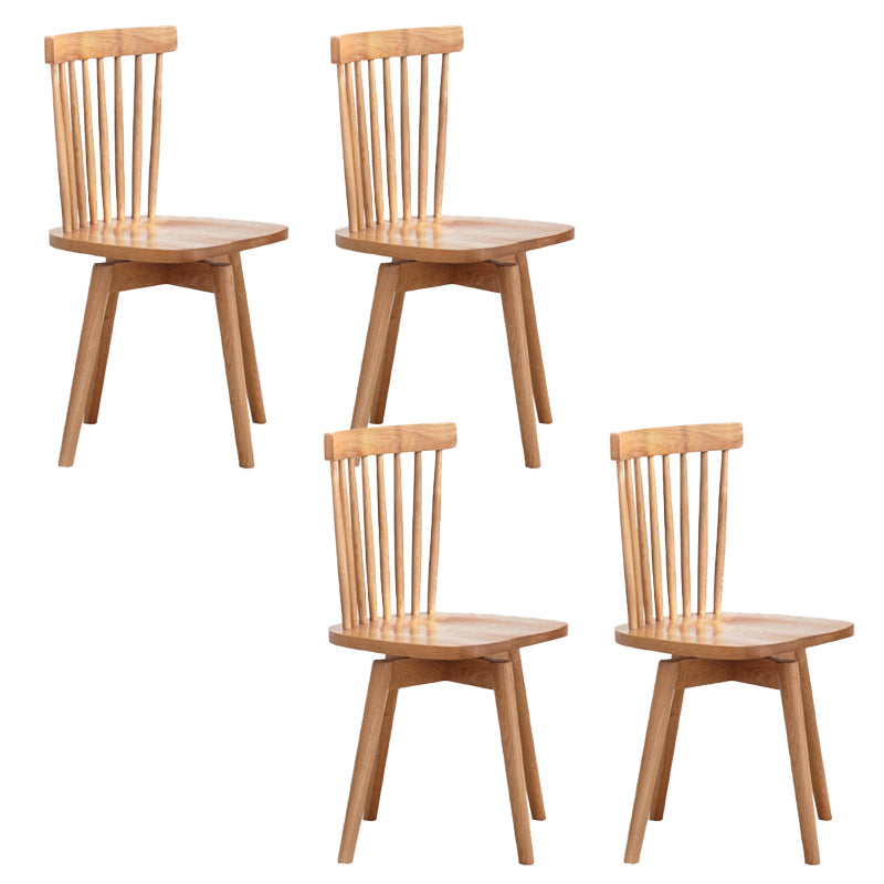 Contemporary Slat Back Wood Swivel Armless Dining Chairs(Set of 1/2/4/6/8)