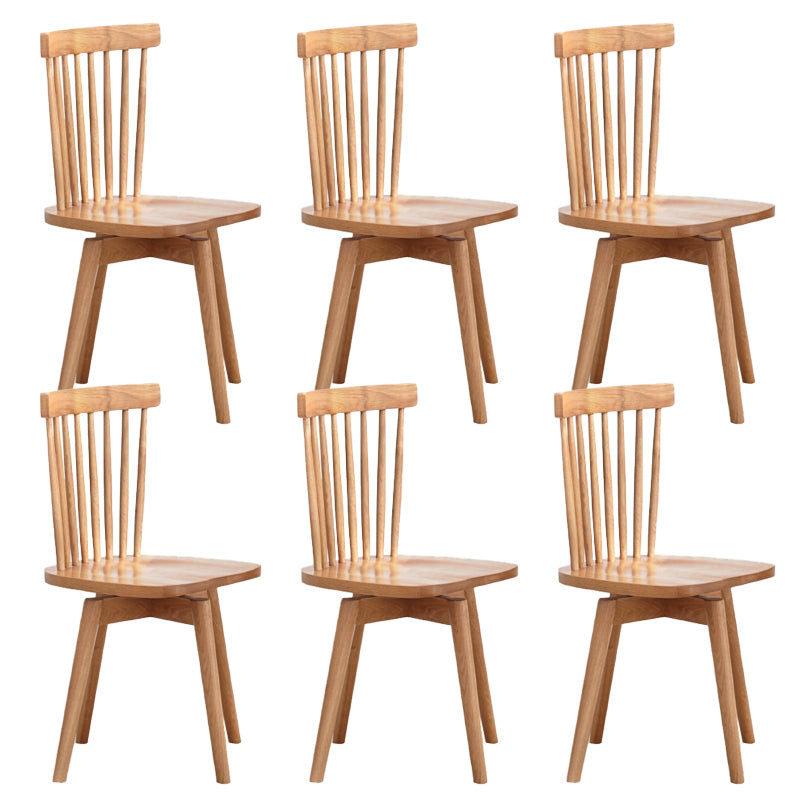 Contemporary Slat Back Wood Swivel Armless Dining Chairs(Set of 1/2/4/6/8)