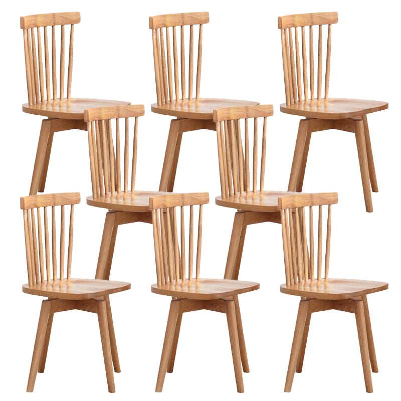 Contemporary Slat Back Wood Swivel Armless Dining Chairs(Set of 1/2/4/6/8)