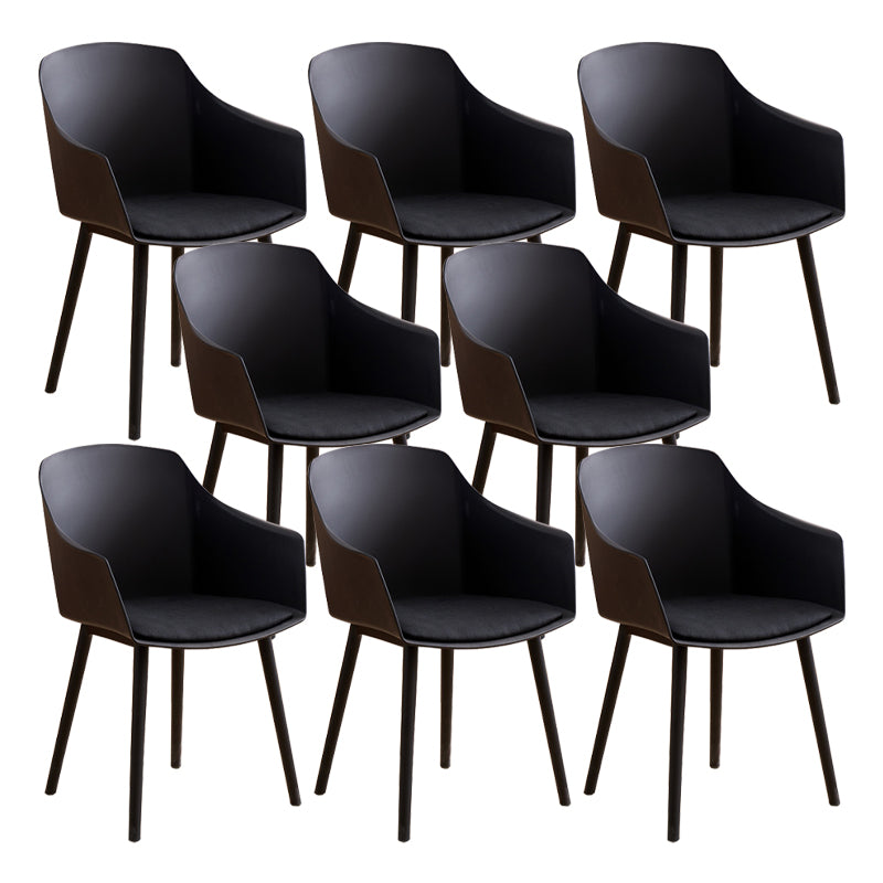 Modern Plastic Dining Room Upholstered Black Leg Dining Chair