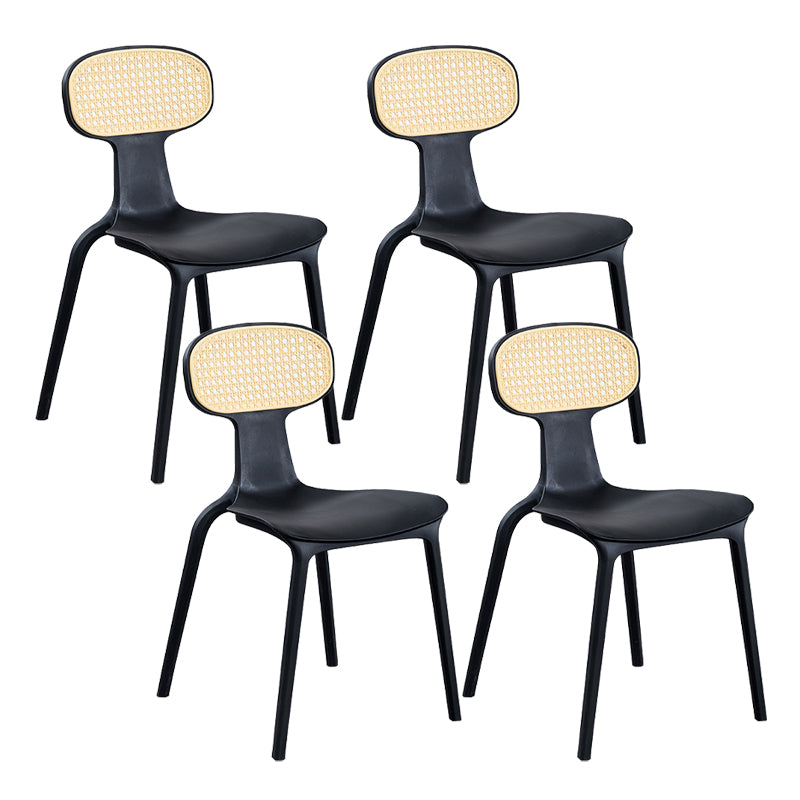 Contemporary Slat Back Plastic Armless Dining Chairs(Set of 4/8)