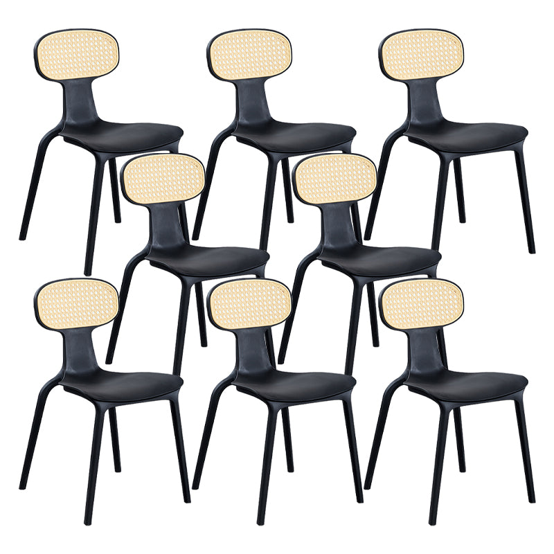 Contemporary Slat Back Plastic Armless Dining Chairs(Set of 4/8)