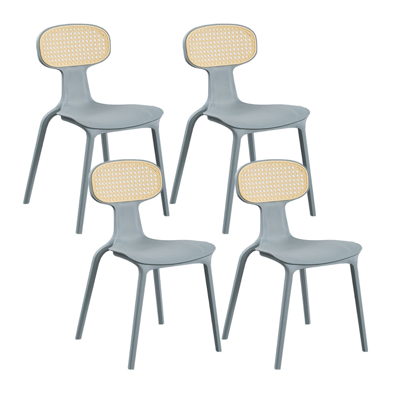 Contemporary Slat Back Plastic Armless Dining Chairs(Set of 4/8)