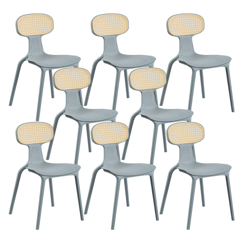 Contemporary Slat Back Plastic Armless Dining Chairs(Set of 4/8)