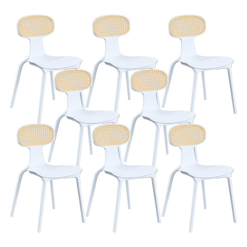 Contemporary Slat Back Plastic Armless Dining Chairs(Set of 4/8)