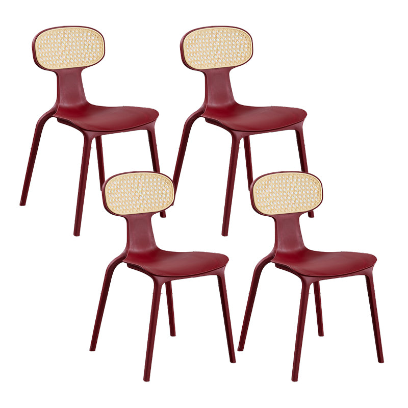 Contemporary Slat Back Plastic Armless Dining Chairs(Set of 4/8)