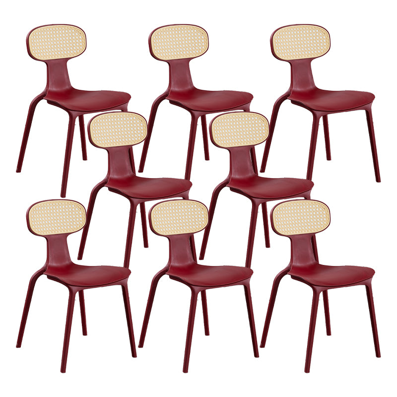 Contemporary Slat Back Plastic Armless Dining Chairs(Set of 4/8)